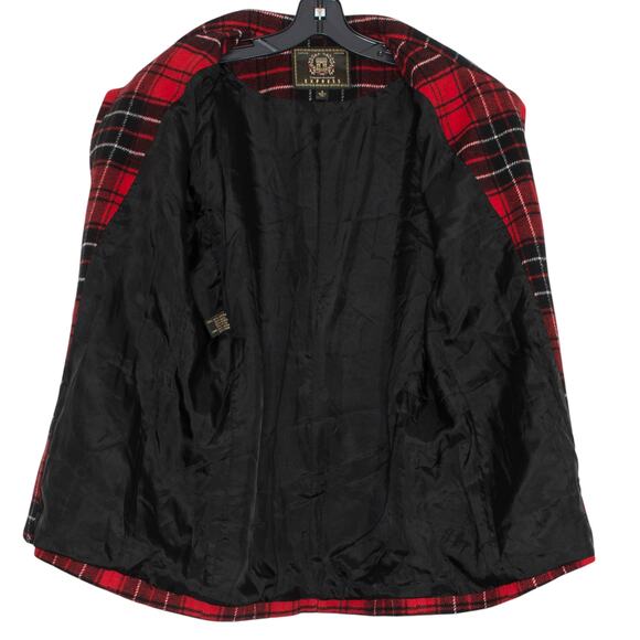 Vintage Express Blazer Wool Dark Academia Preppy 90s Grunge Plaid Red Size Small - Picture 2 of 6